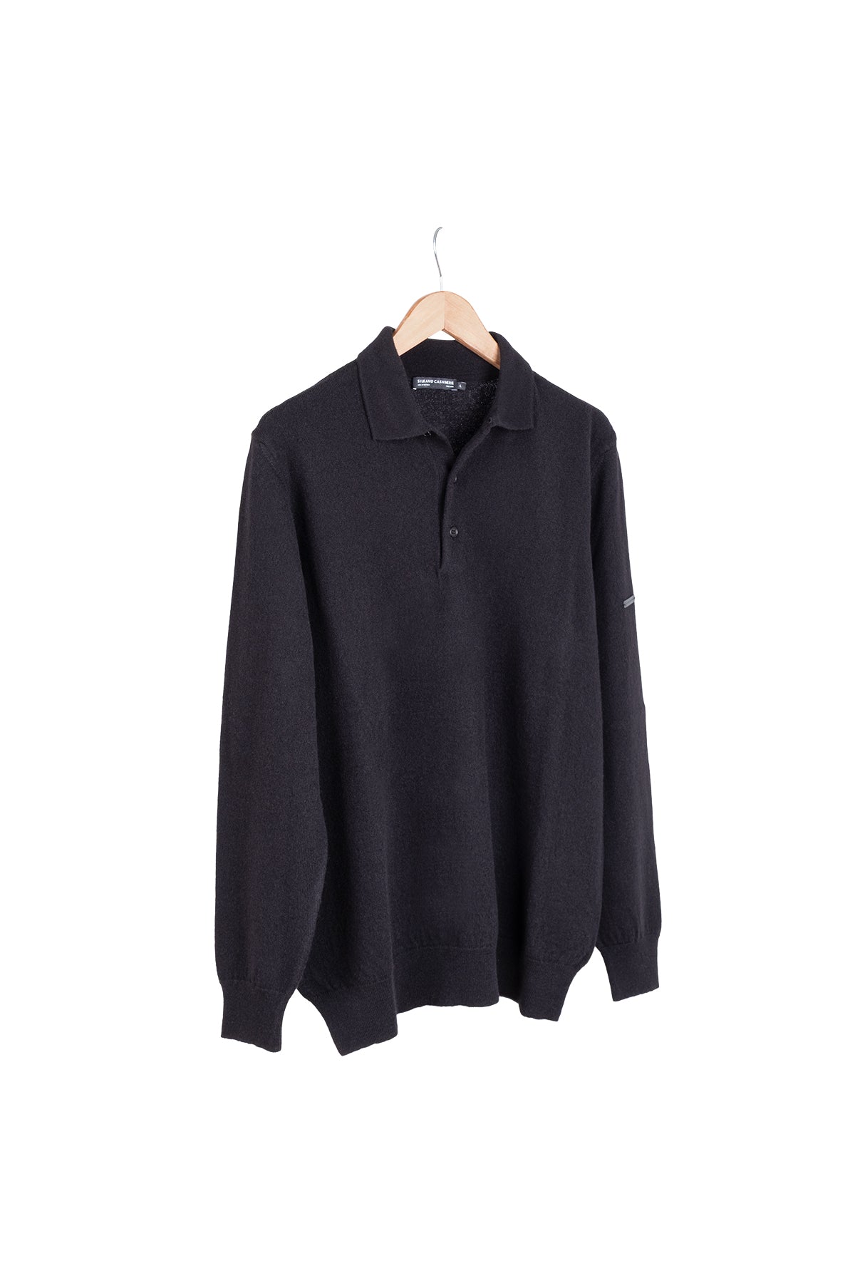 Siyah Saf Kaşmir Erkek Polo Kazak