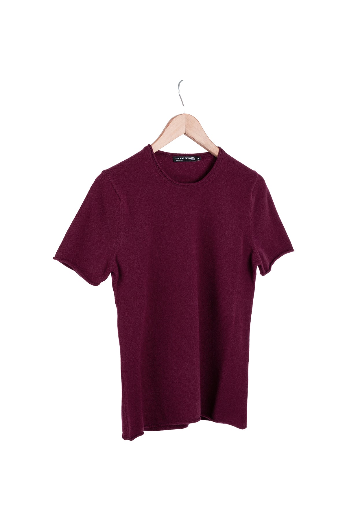 Bordo Lilly Saf Kaşmir Bisiklet Yaka Tişört