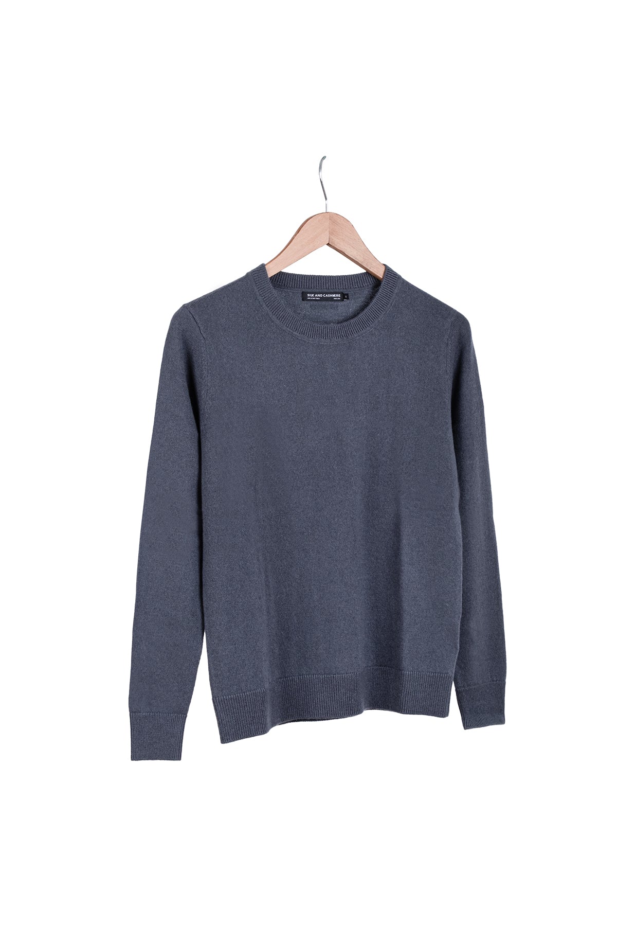 Gri Agata Saf Kaşmir Yuvarlak Yaka Kazak