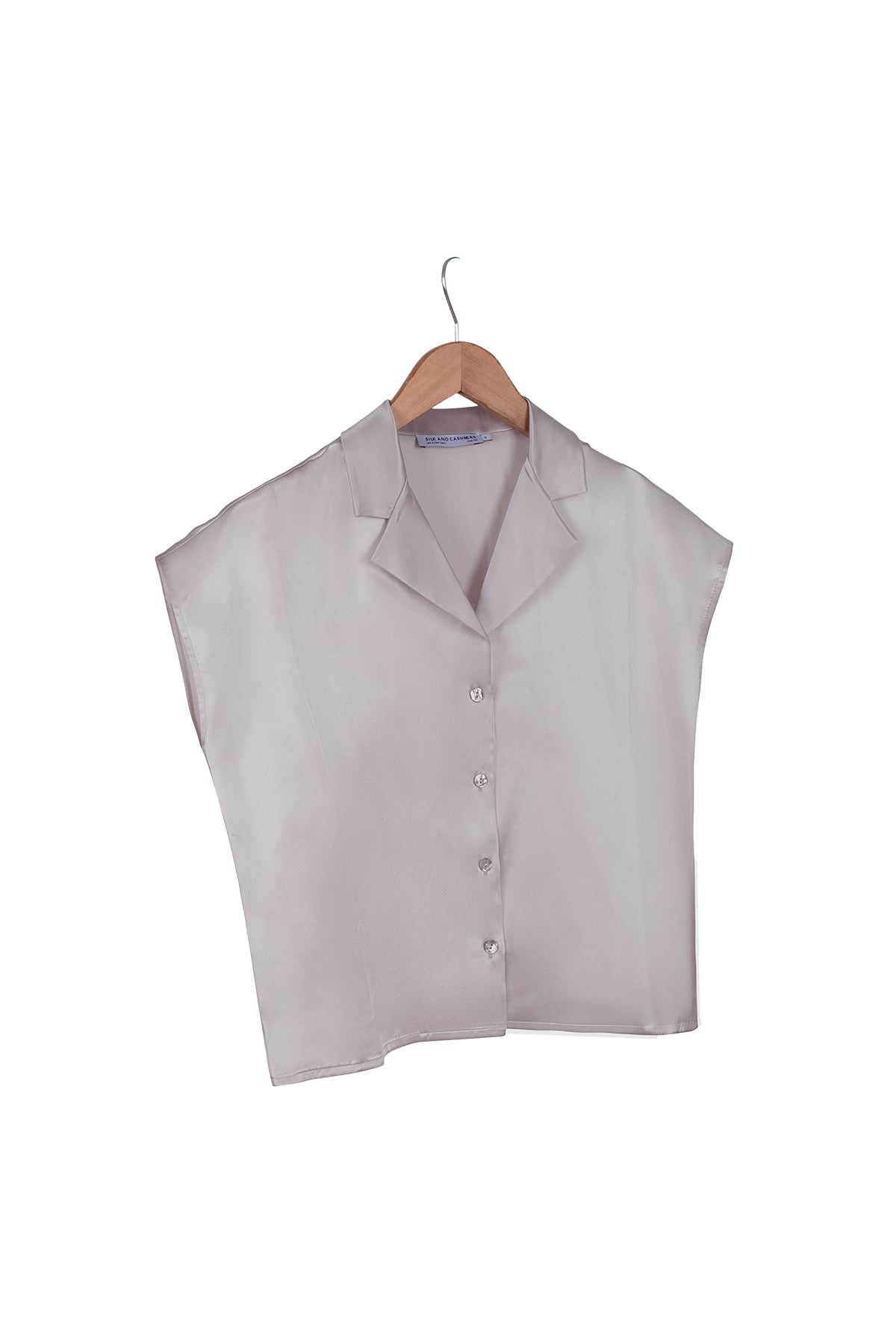 Açık Gri Astrid Saf İpek Kolsuz Gömlek