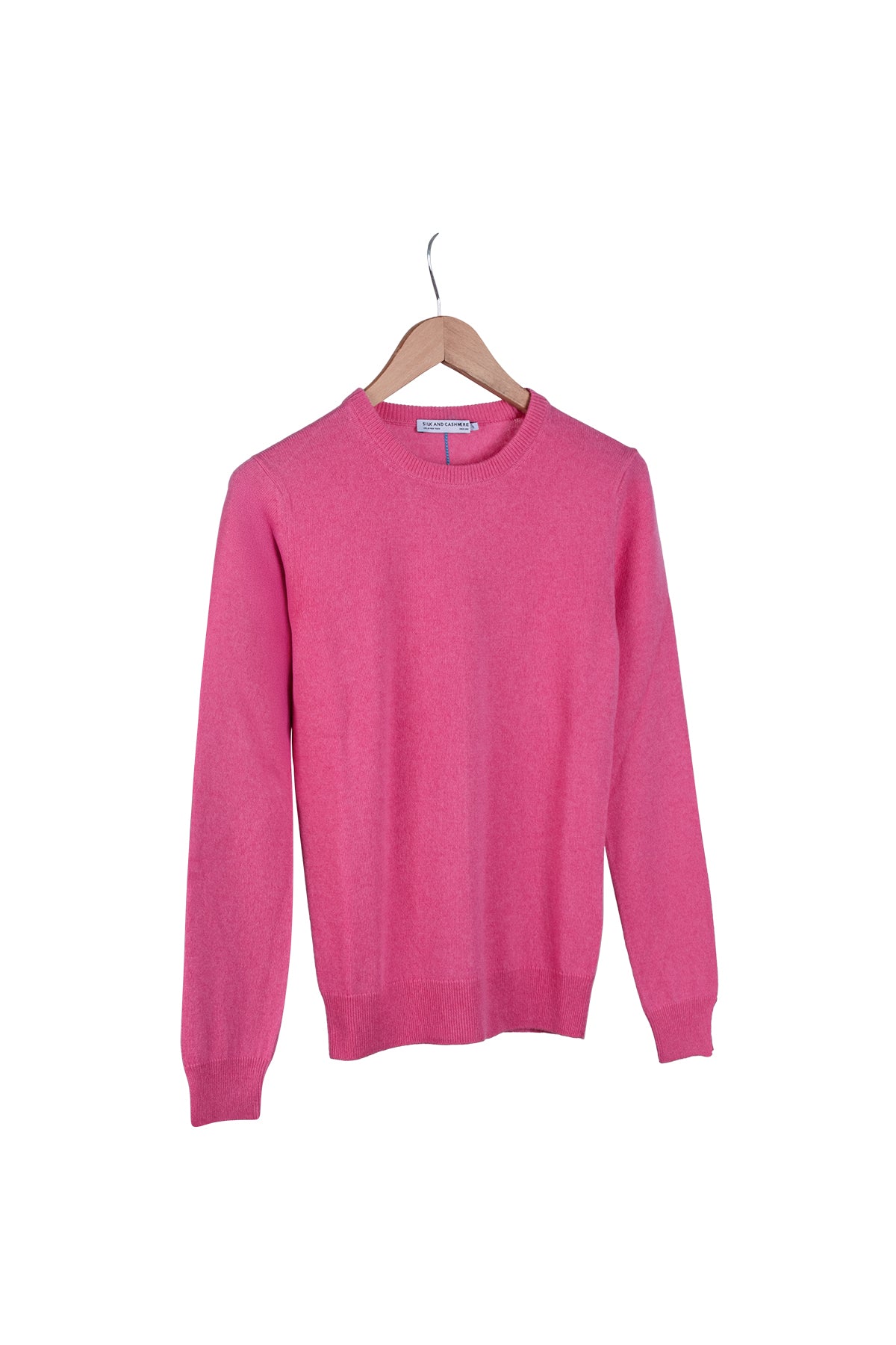 Koyu Fuşya Franca Saf Kaşmir Bisiklet Yaka Kazak