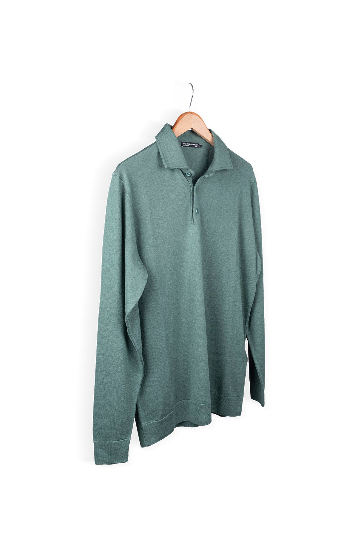 Yeşil İpek Kaşmir Utku Uzun Kollu Erkek Polo