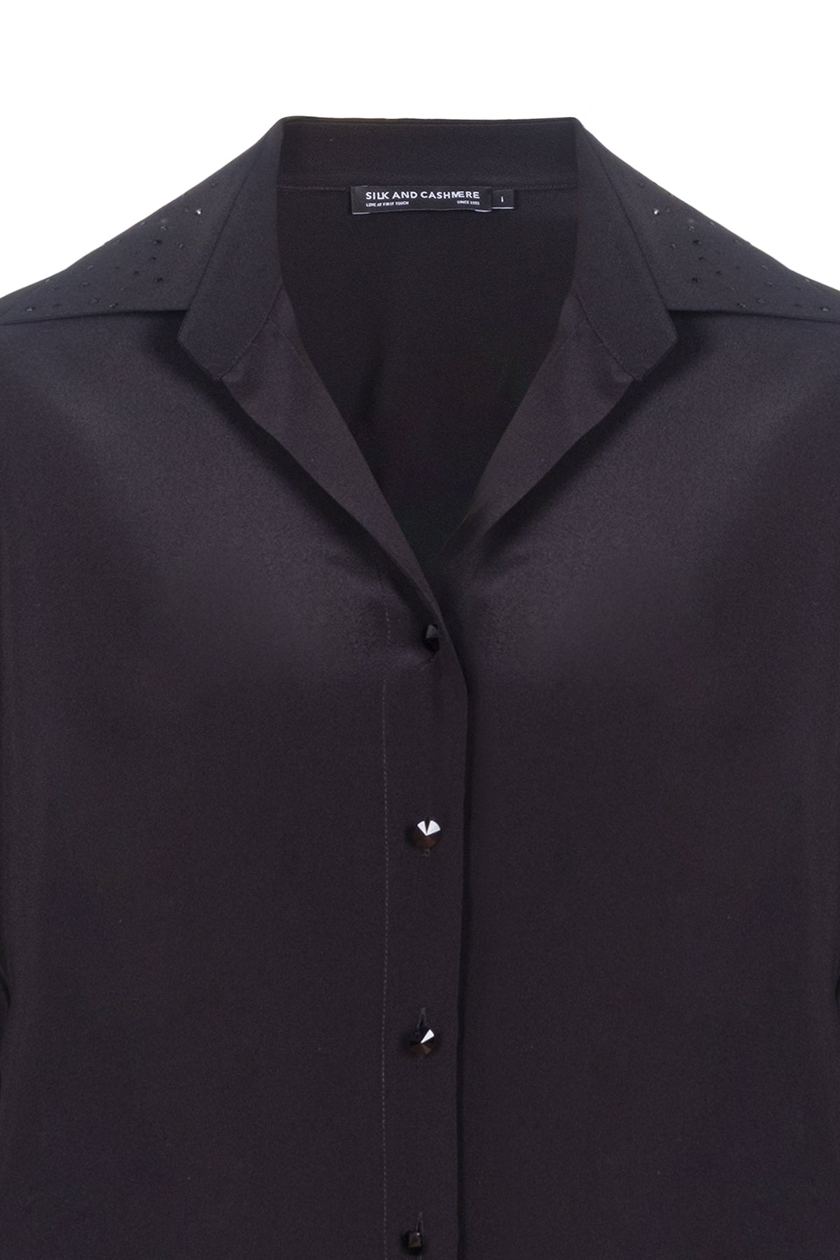 Siyah Astrid Saf İpek Gömlek