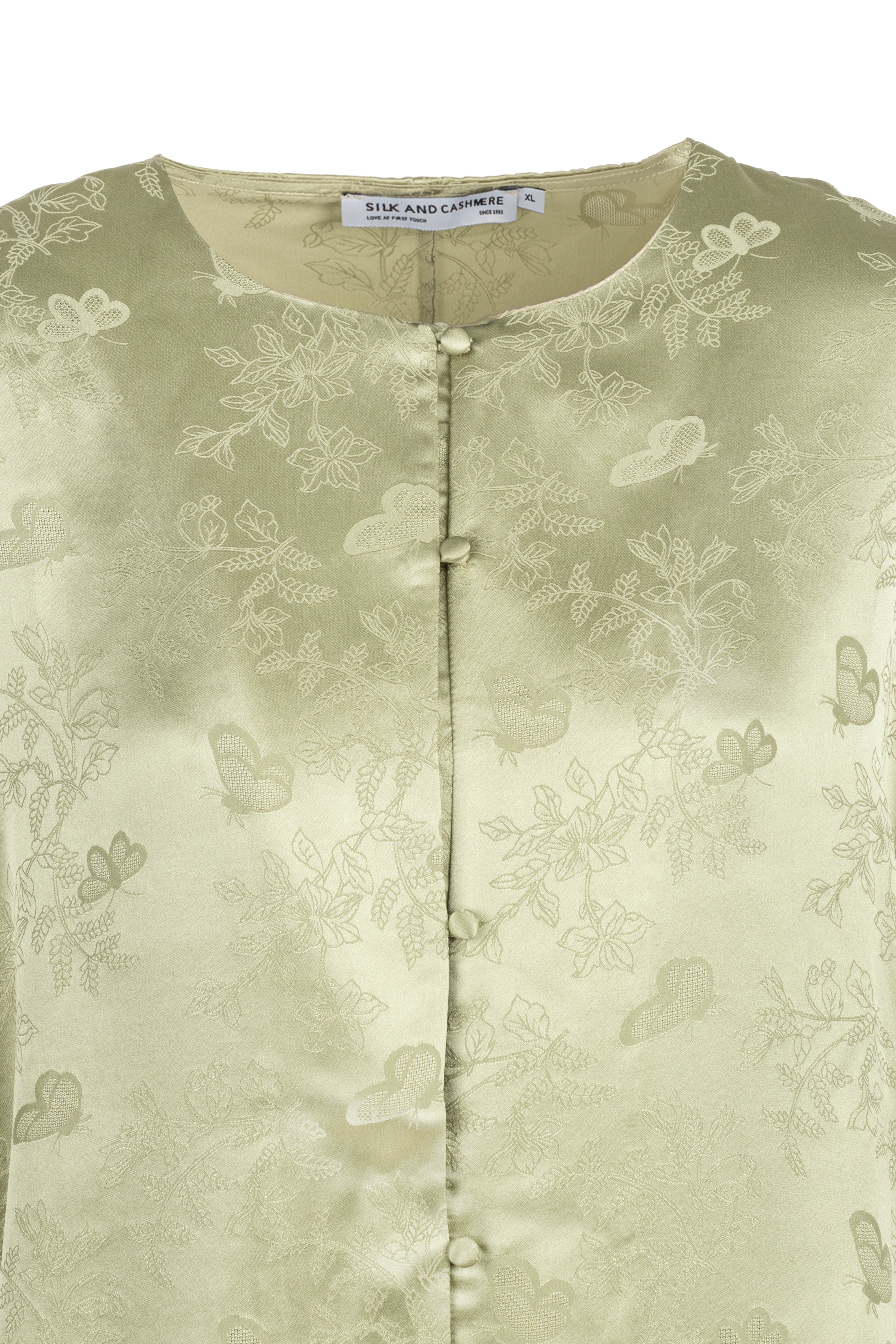 Açık Yeşil Nature İpek Yuvarlak Yaka Uzun Kollu Gömlek