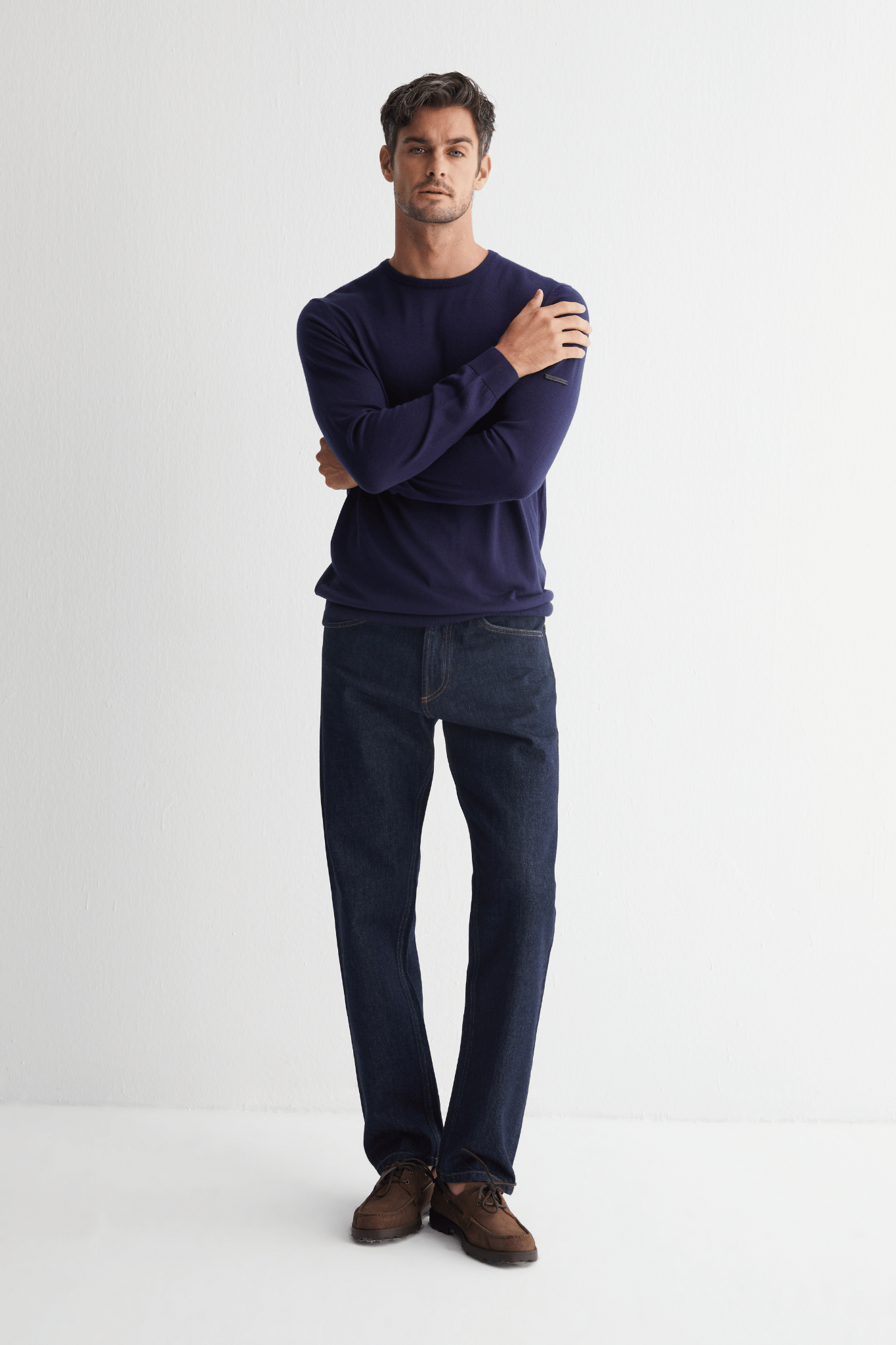 Lacivert Paul İpek Kaşmir Yuvarlak Yaka Triko