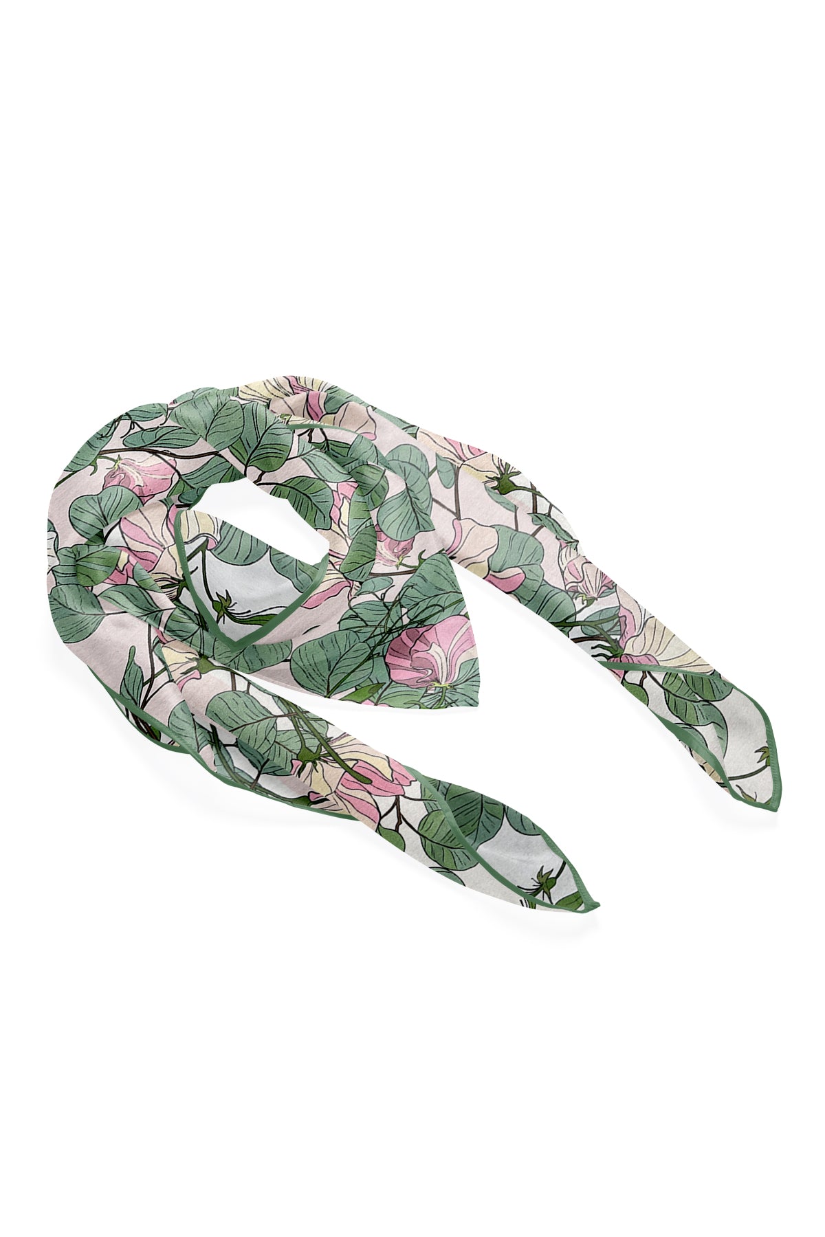 Yeşil Laila Saf İpek Roma Küçük Eşarp 50x50 cm