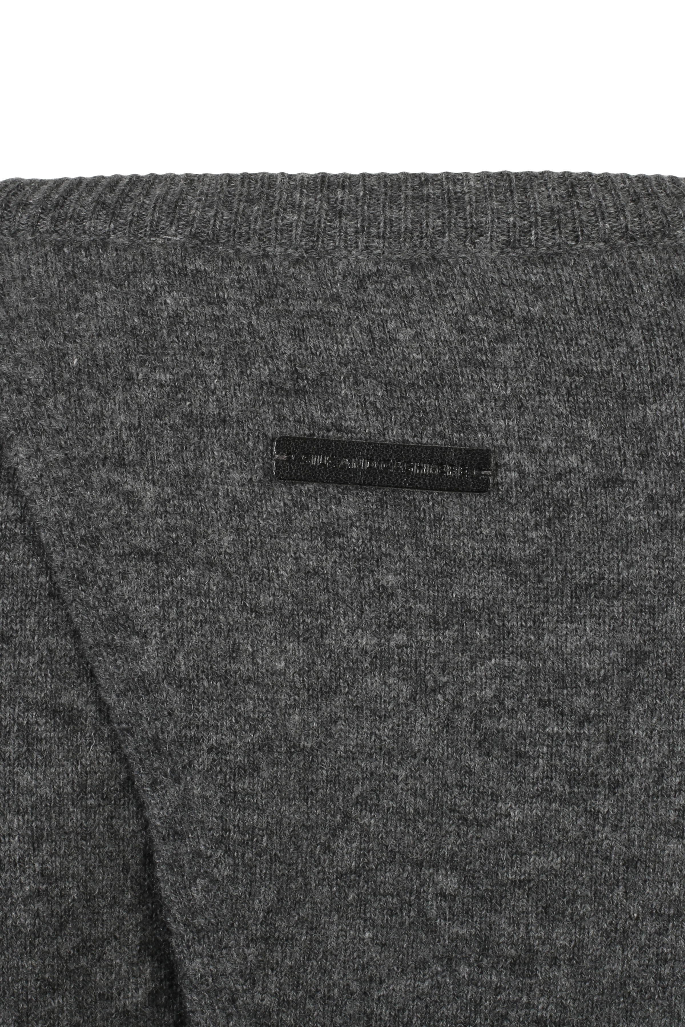 Gri Melanj Kaşmir Yün Romy Bisiklet Yaka Sırt Dekolte Detaylı Kadın Kazak