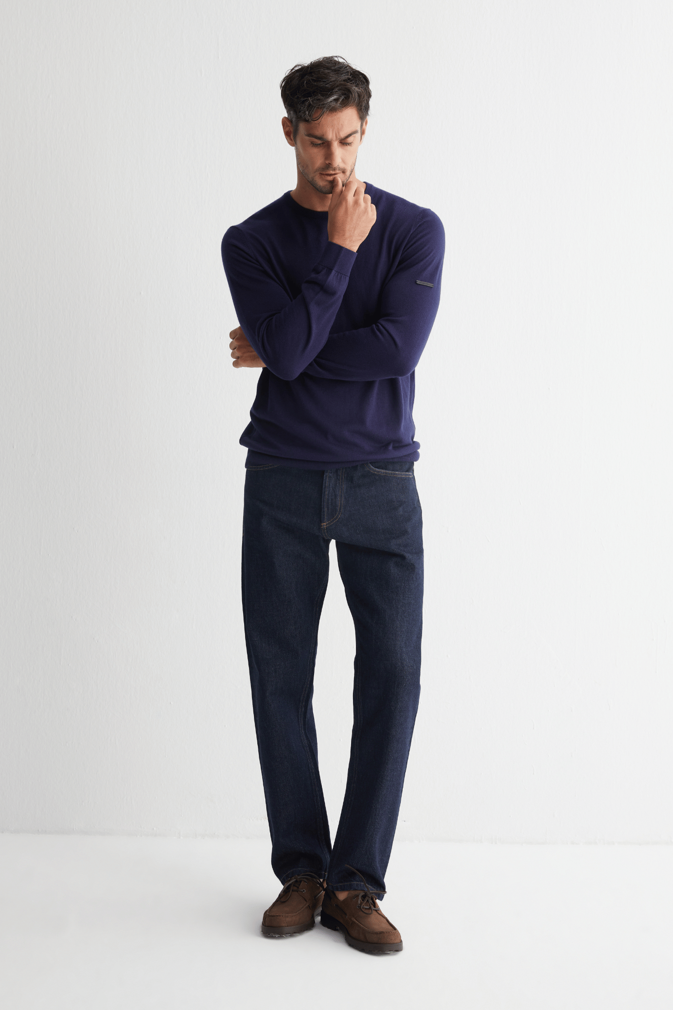 Lacivert Paul İpek Kaşmir Yuvarlak Yaka Triko