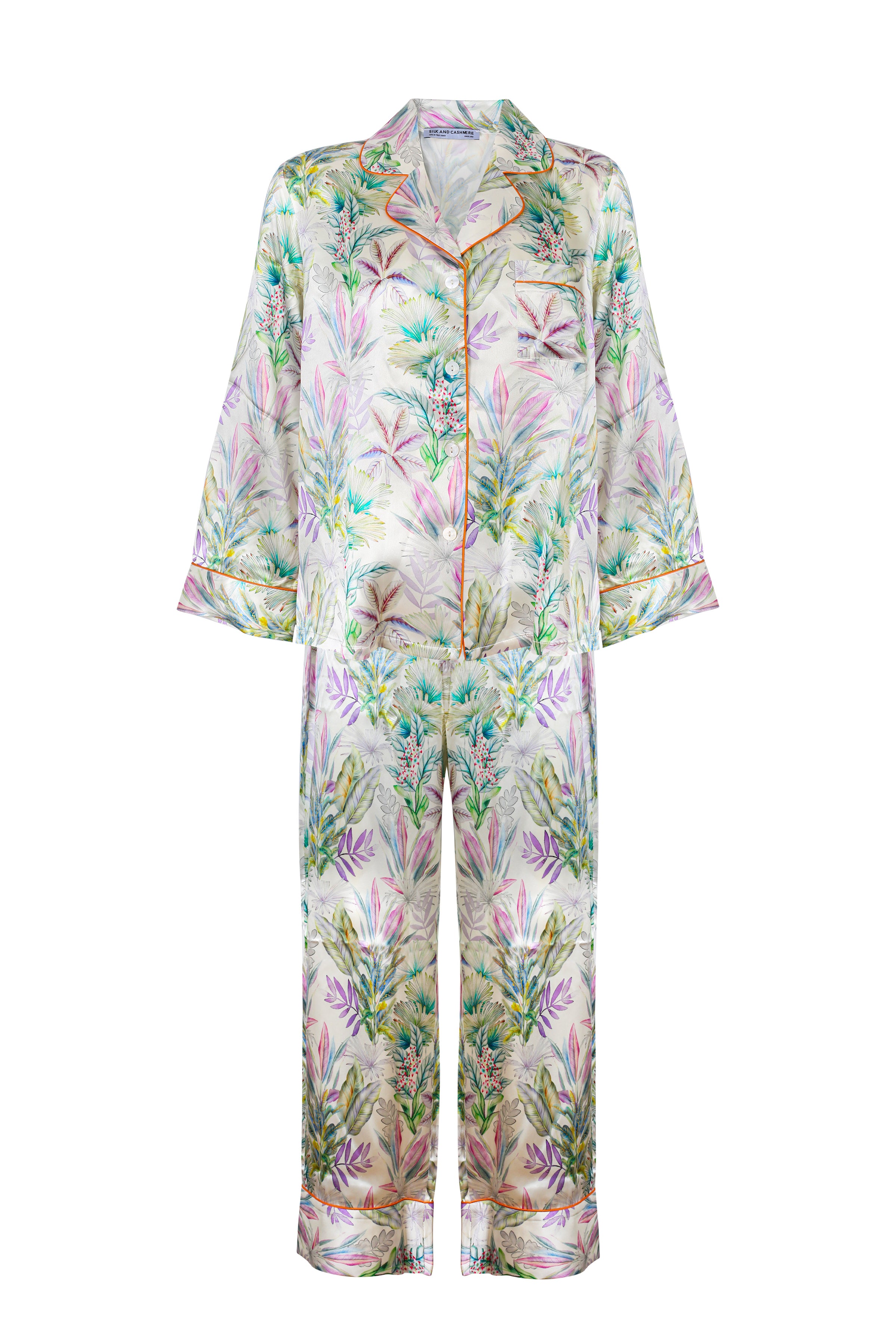 Yeşil Roma Saf İpek Pijama Takımı