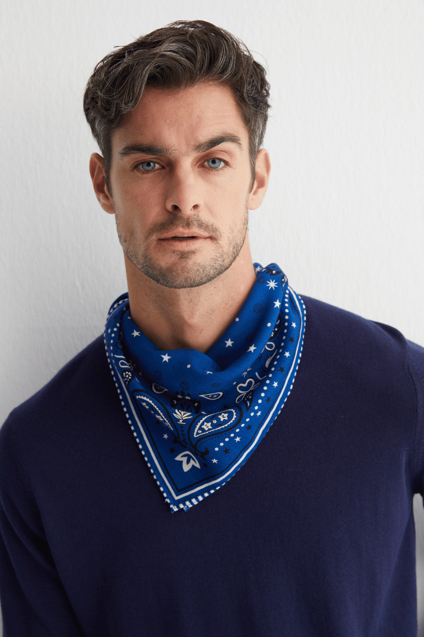 Lacivert Paul İpek Kaşmir Yuvarlak Yaka Triko