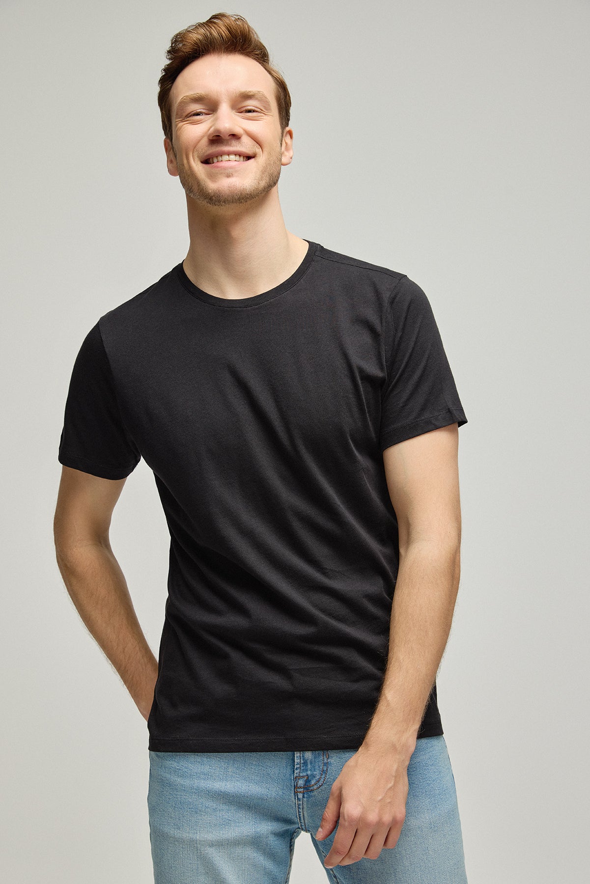 Siyah & More Pamuk Yuvarlak Yaka Kısa Kollu Tişört