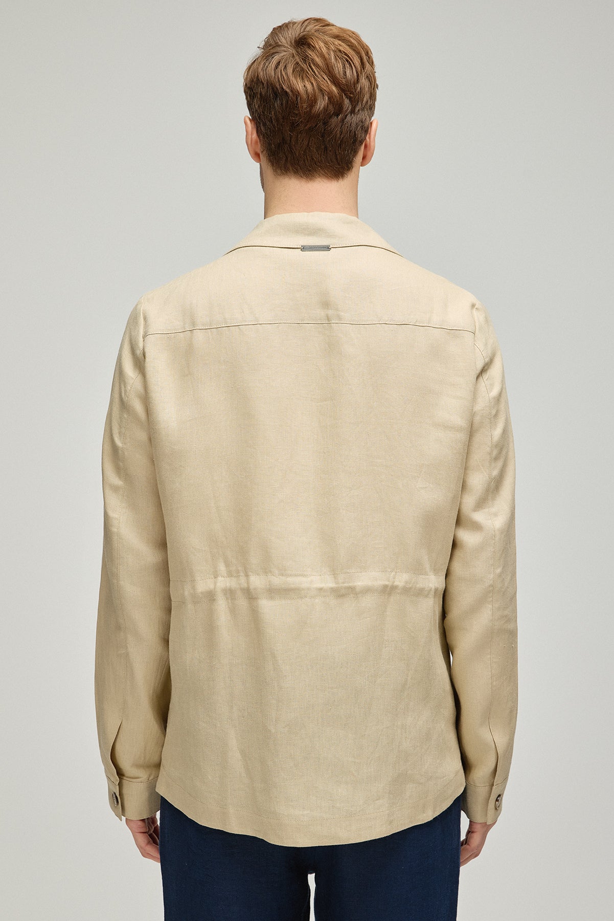 Bej Keten Leon Erkek Safari Ceket