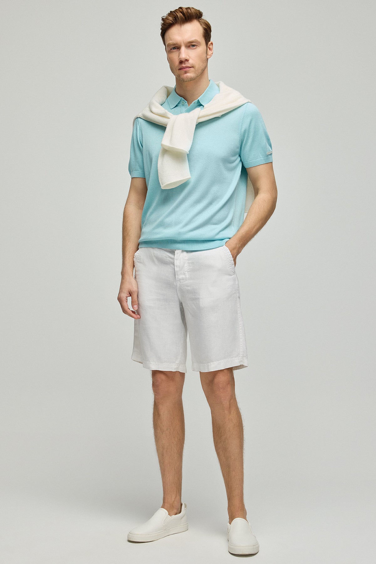 Aqua İpek Kaşmir Utku Kısa Kollu Erkek Triko Polo