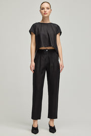 Siyah Kate Keten Pantolon