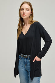 Siyah Modal Tracy Rahat Kesim Kadın Örme Hırka