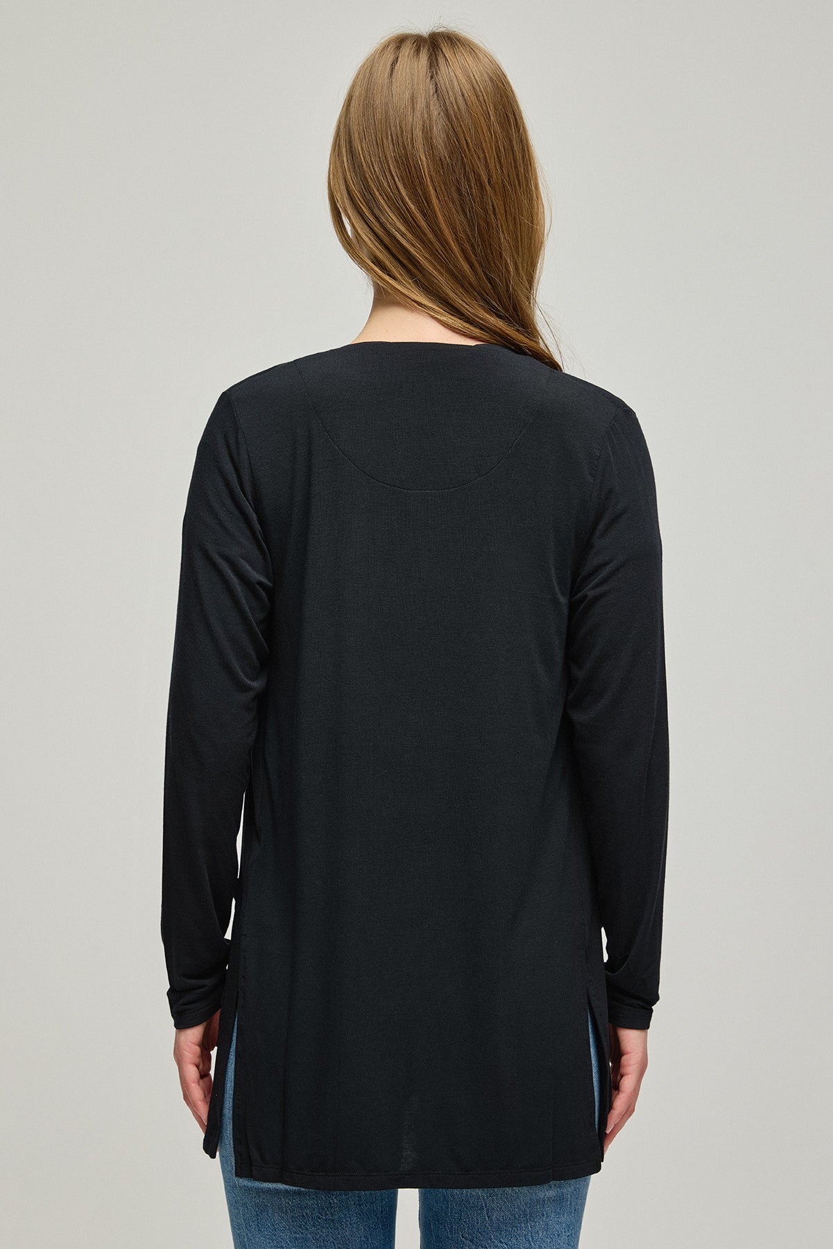 Siyah Modal Tracy Rahat Kesim Kadın Örme Hırka