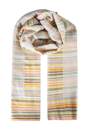 Turuncu Dora İpek Kaşmir Çizgili Şal 200x70cm