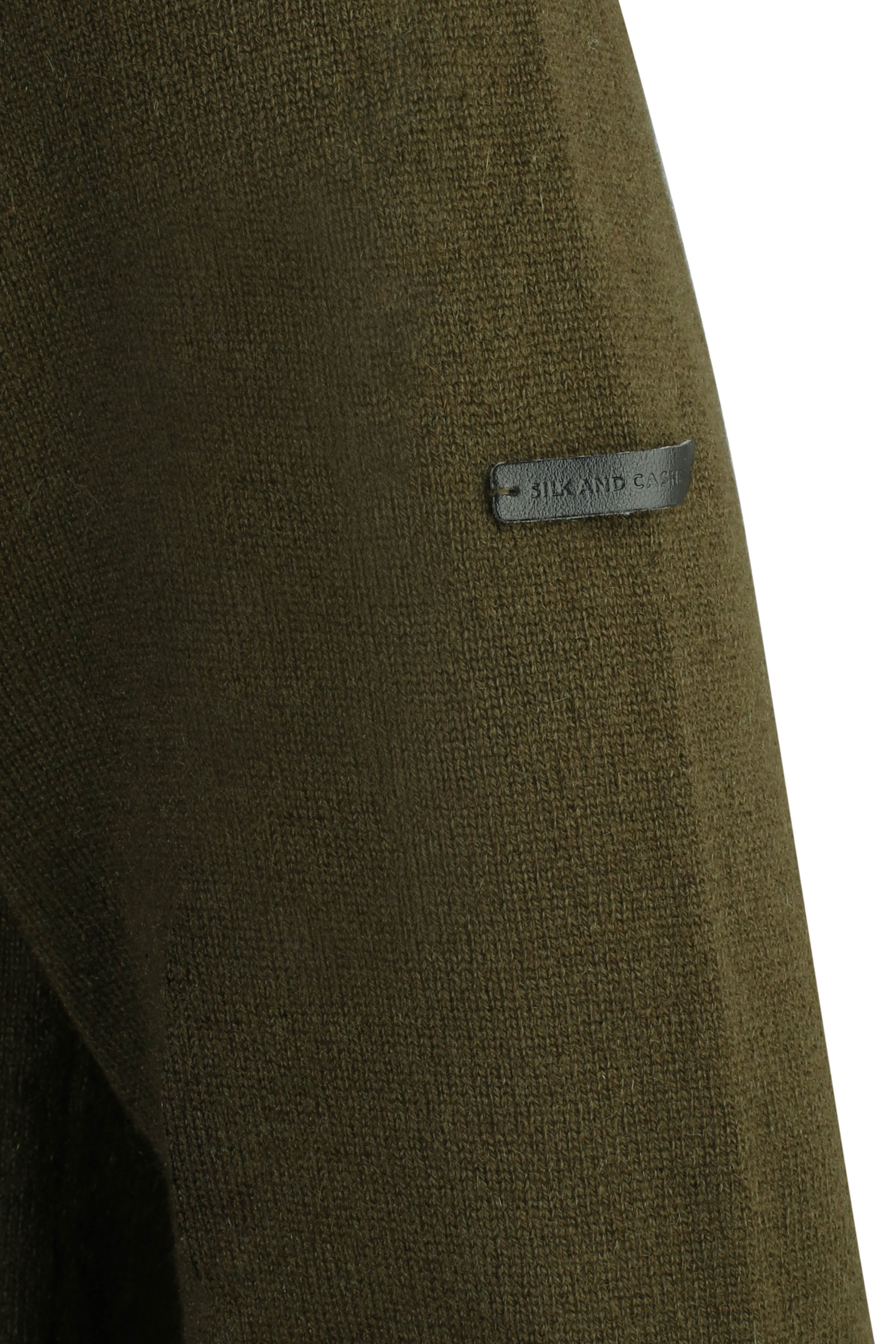 Koyu Haki Saf Kaşmir Erkek Bomber Hırka