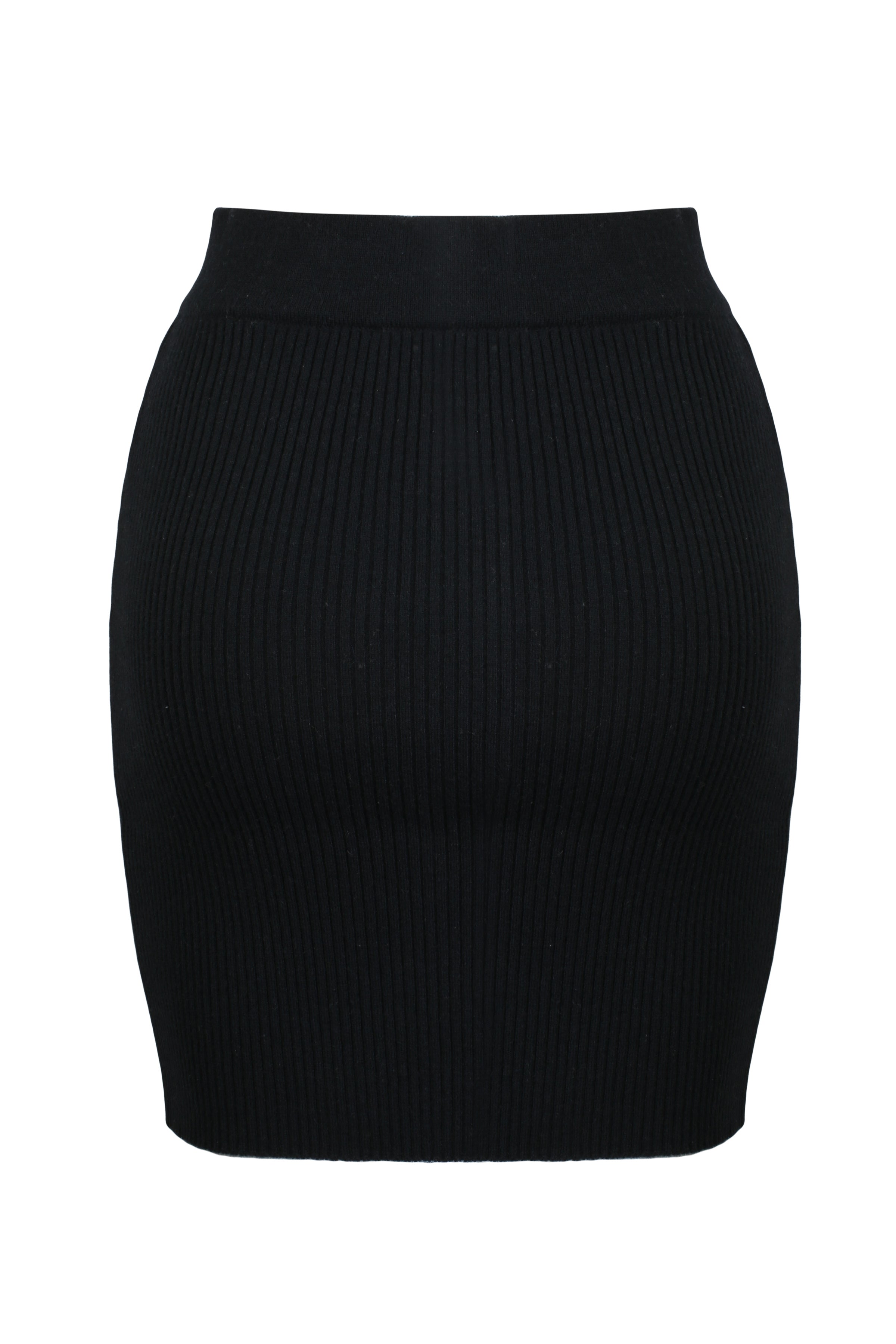 Siyah Saf Yün Stella Ribanalı Kadın Kısa Etek