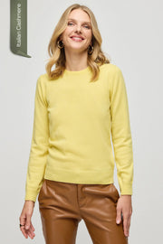 Sarı İtalyan Saf Kaşmir Franca Bisiklet Yaka Kadın Kazak