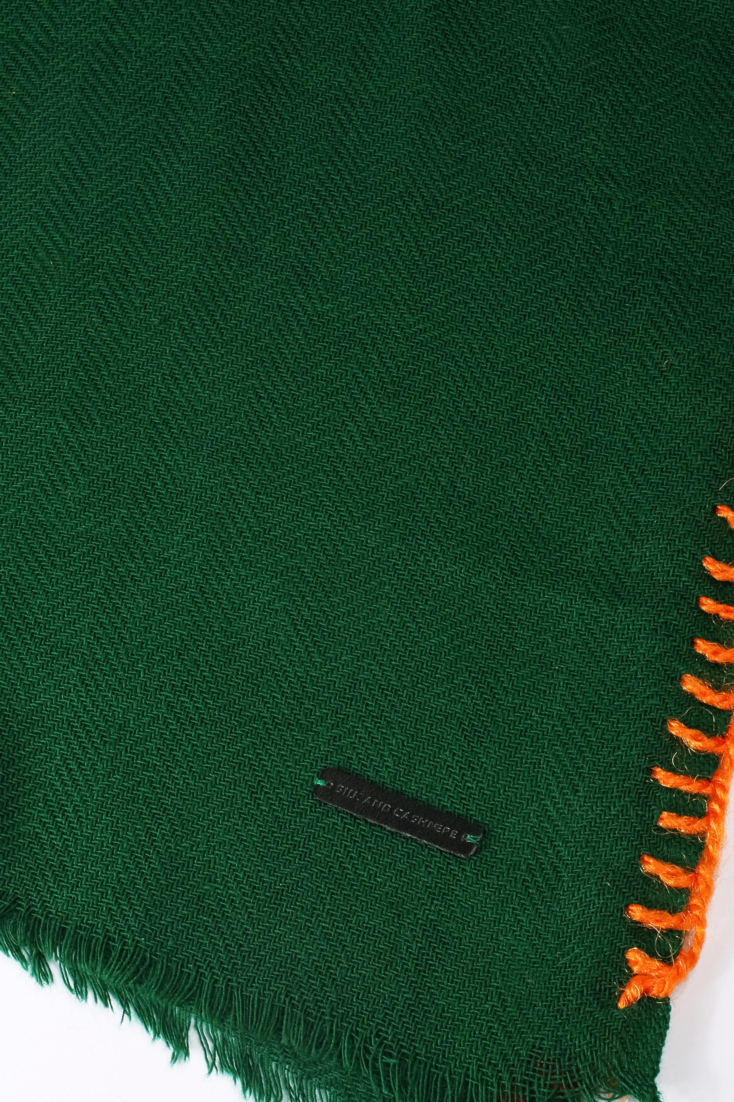 Yeşil Jas Yün Modal Dikiş Detaylı Şal 70x180 cm