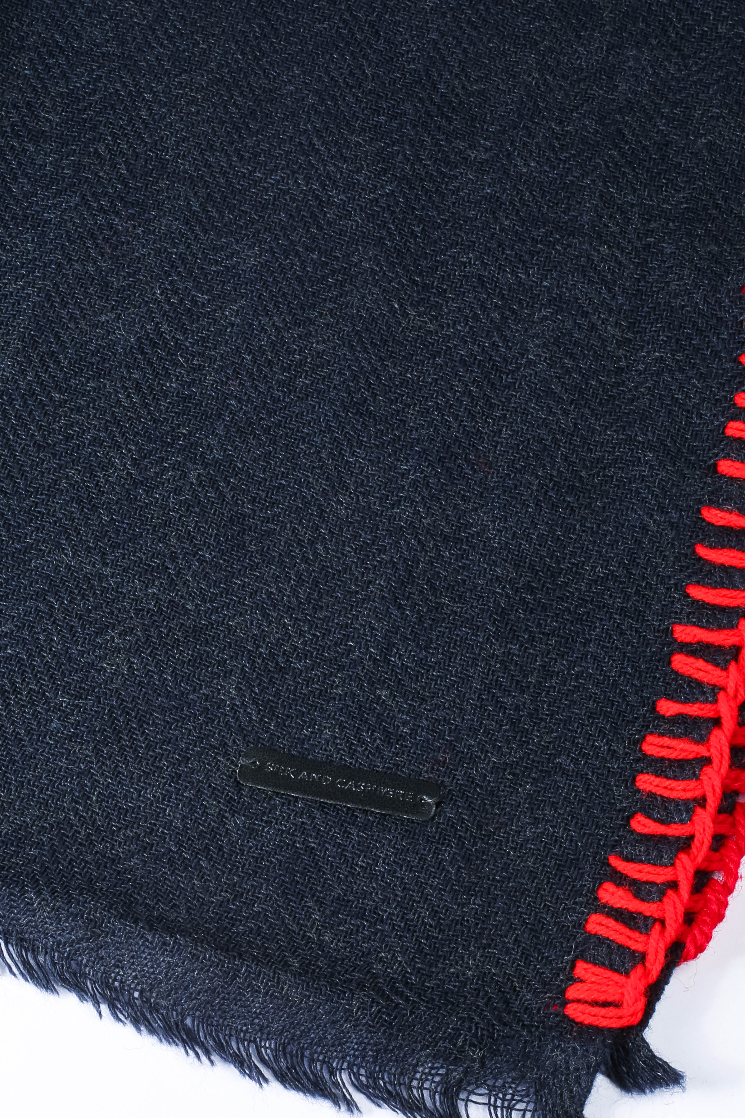 Lacivert Jas Yün Modal Dikiş Detaylı Şal 70x180 cm