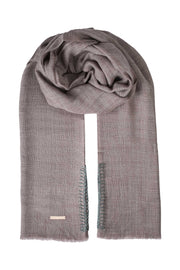 Açık Gri Jas Yün Modal Dikiş Detaylı Şal 70x180 cm