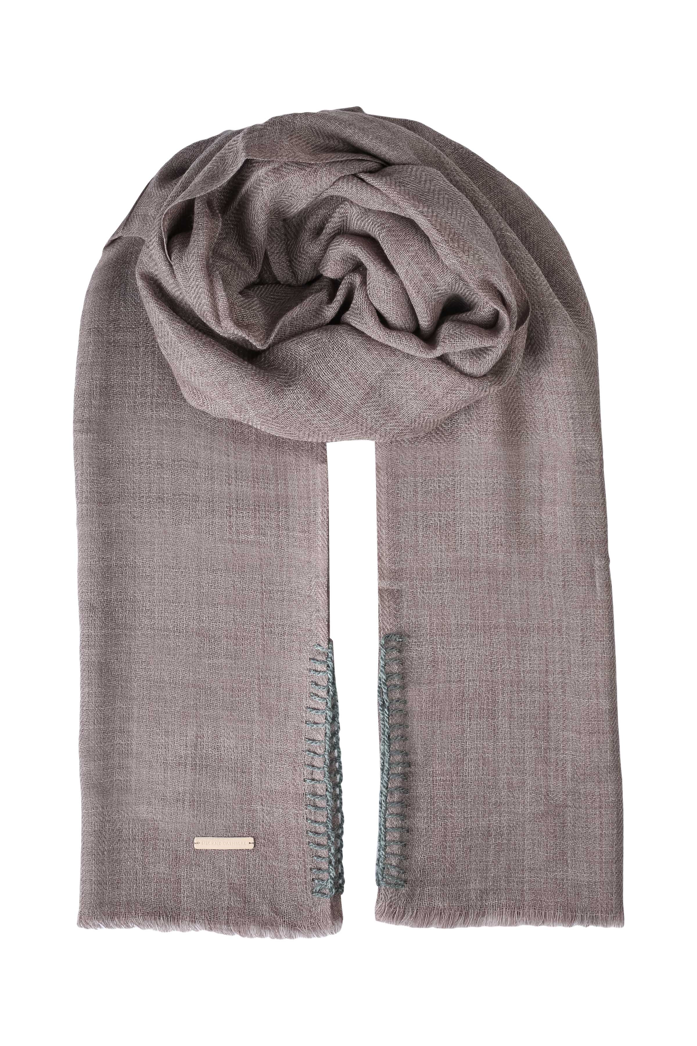 Açık Gri Jas Yün Modal Dikiş Detaylı Şal 70x180 cm