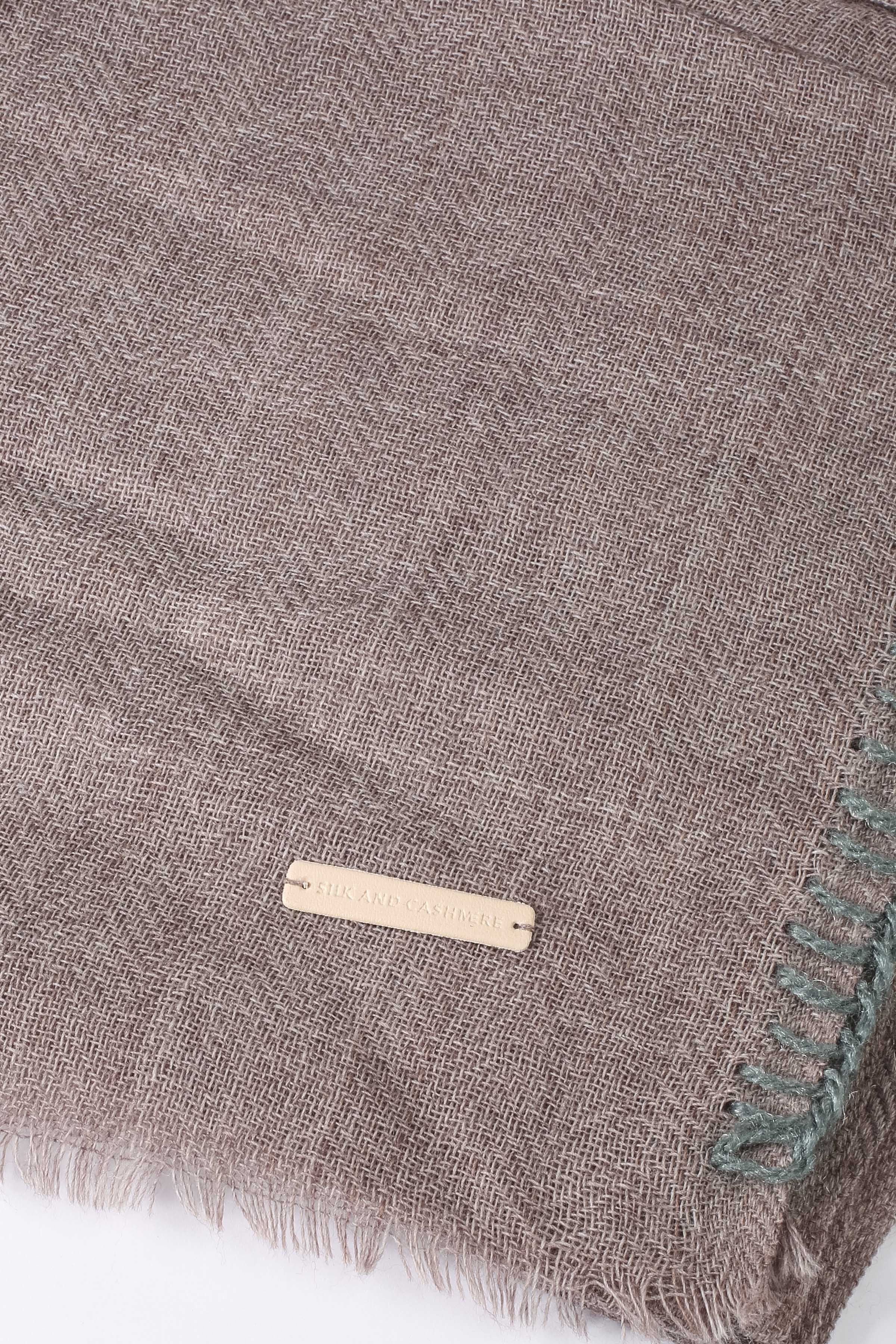 Açık Gri Jas Yün Modal Dikiş Detaylı Şal 70x180 cm