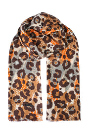 Kahverengi Jas ipekli Desenli Şal 70x180 cm