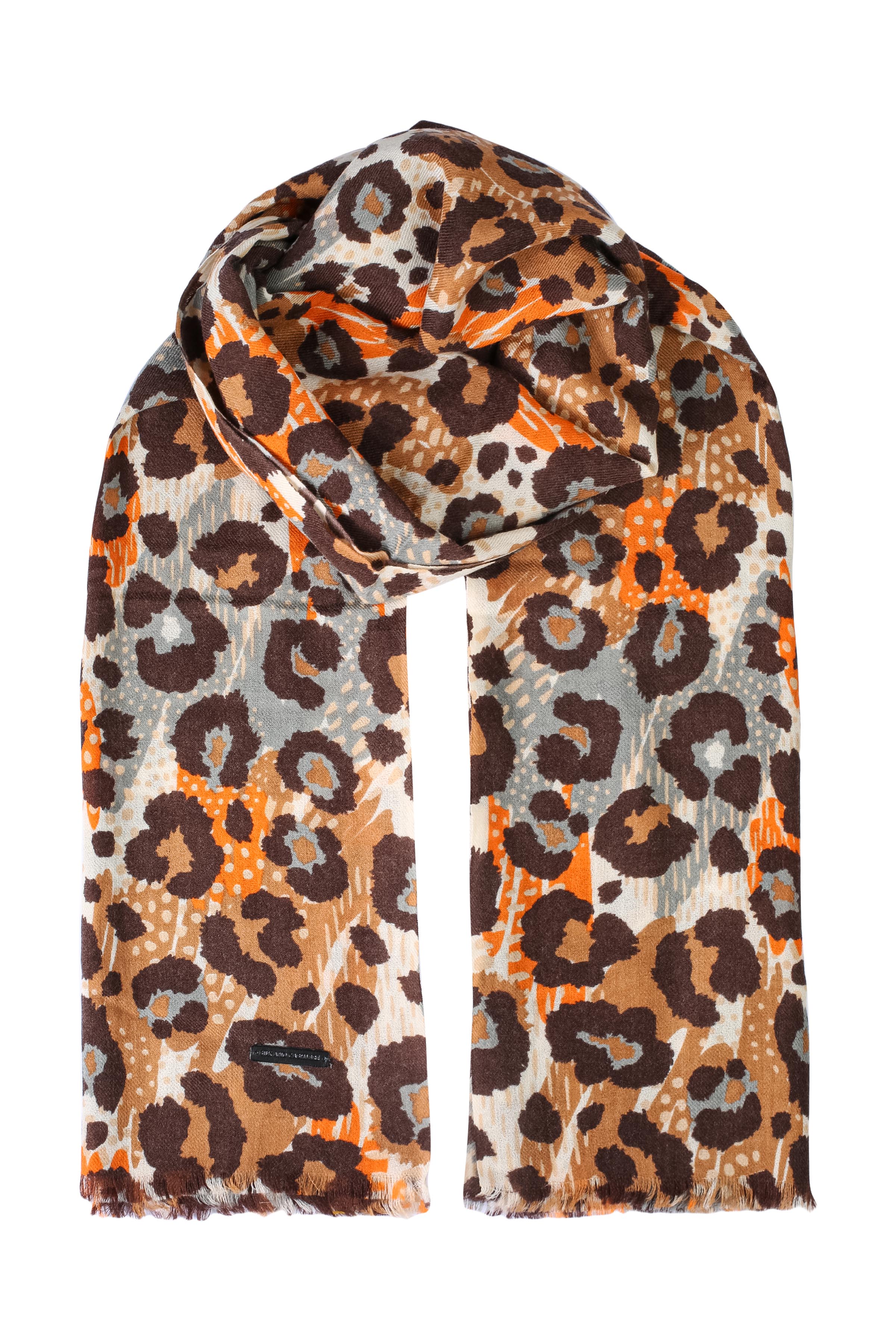 Kahverengi Jas ipekli Desenli Şal 70x180 cm