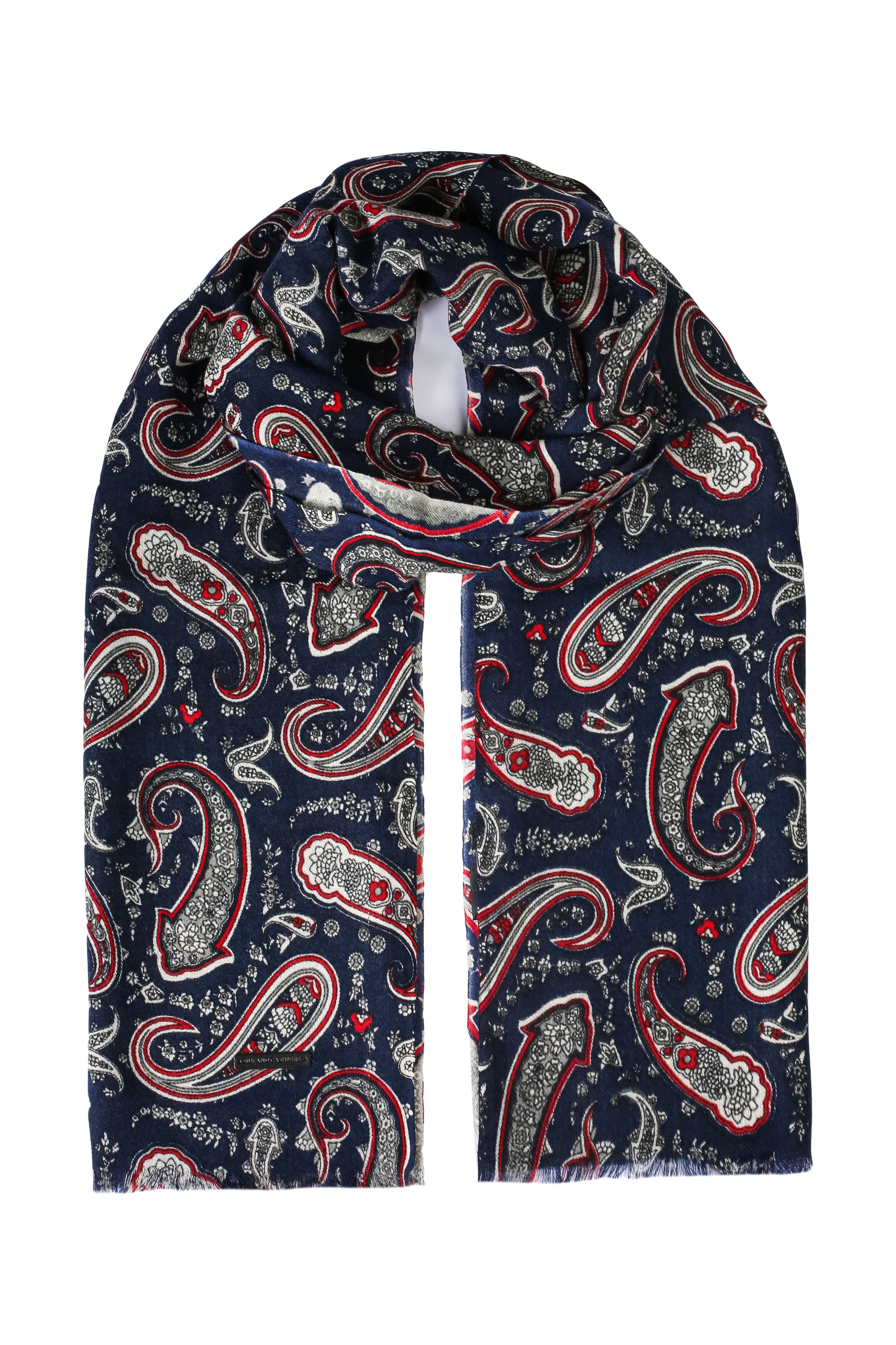 Lacivert Jas ipekli Desenli Şal 70x180 cm