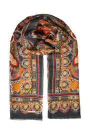 Gri Jas ipekli Desenli Şal 70x180 cm