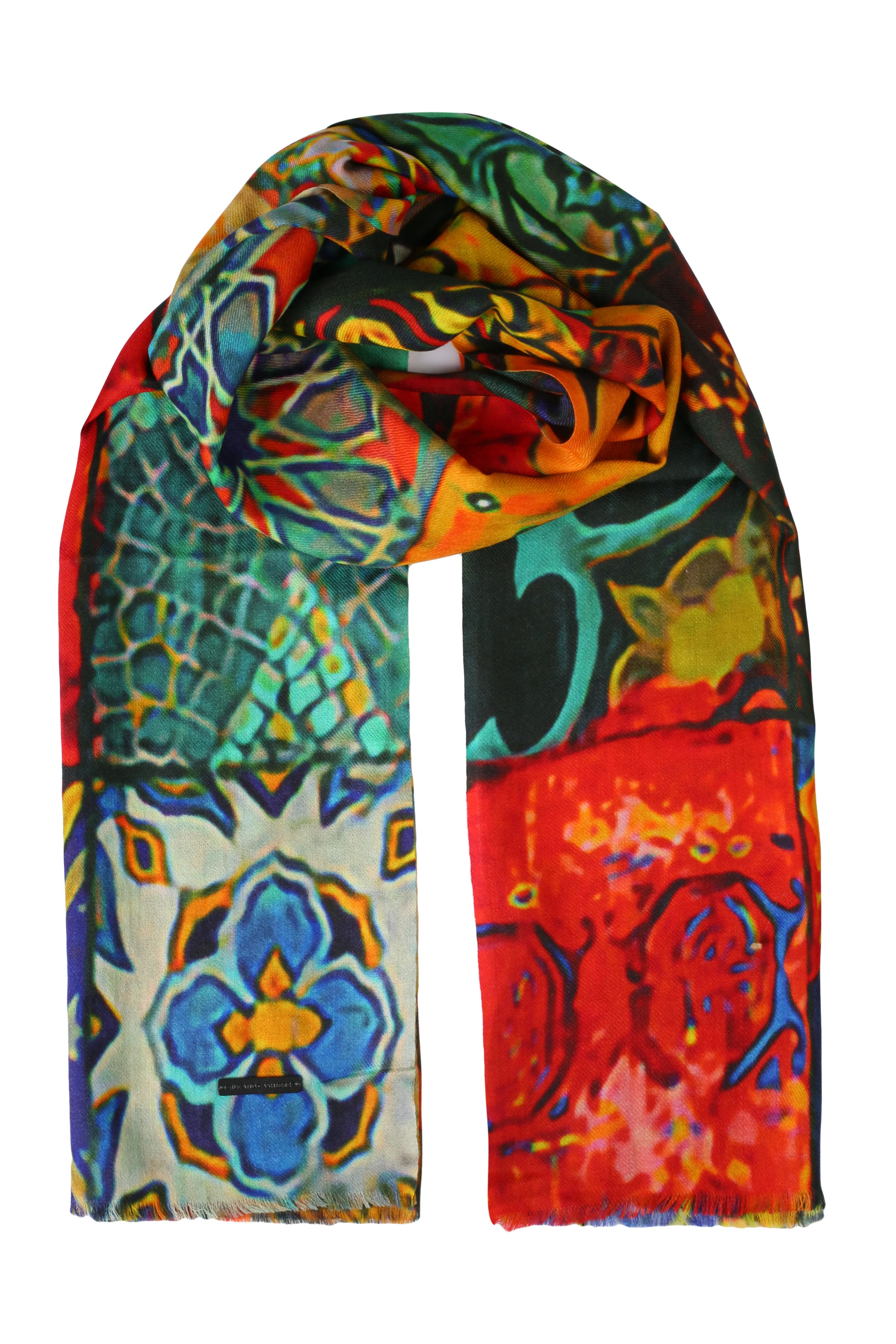 Renkli Jas ipekli Desenli Şal 70x180 cm