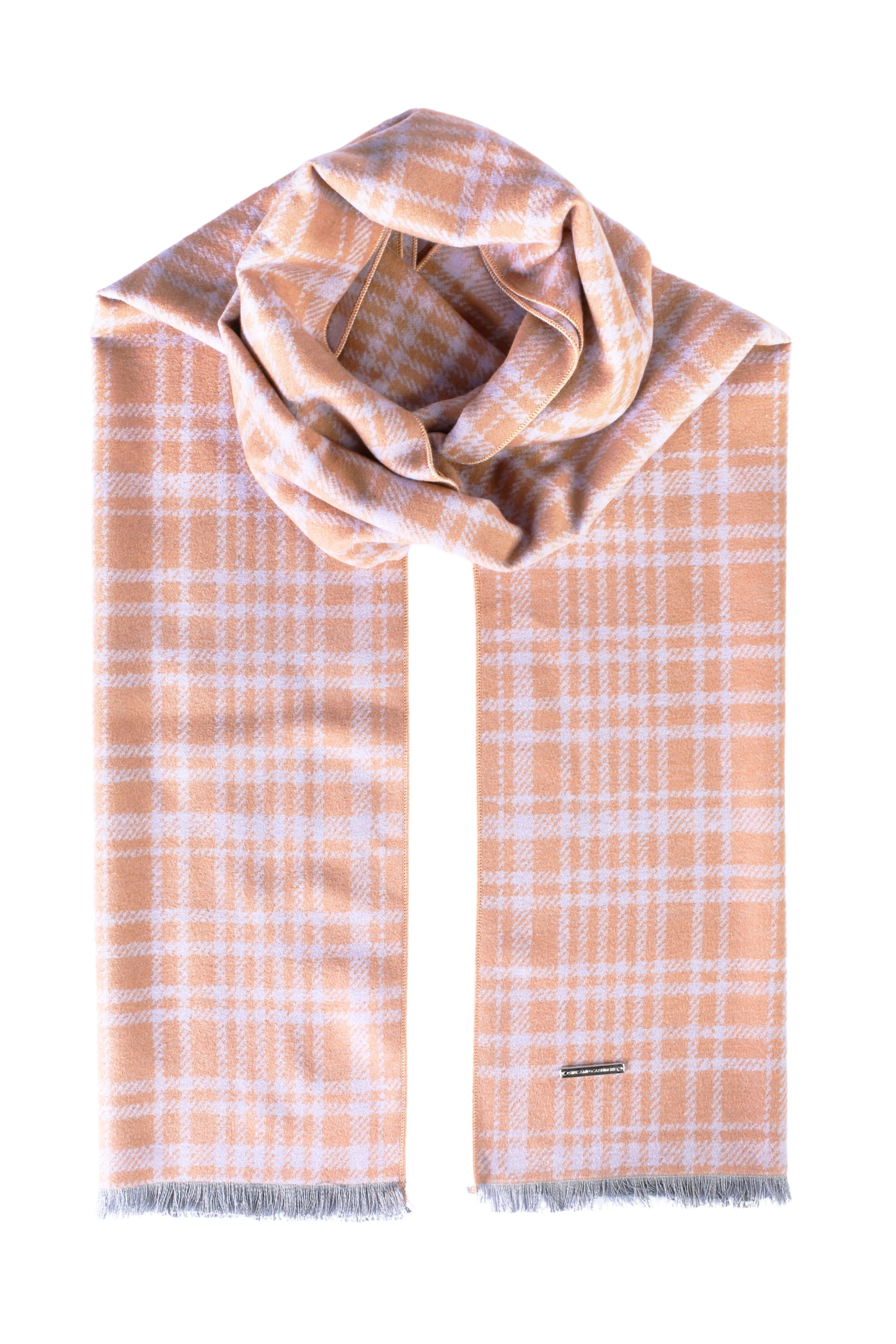 Camel Saf İpek Lotus Desenli Atkı 30x177