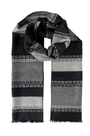 Gri Antrasit Saf İpek Lotus Desenli Atkı 30x177