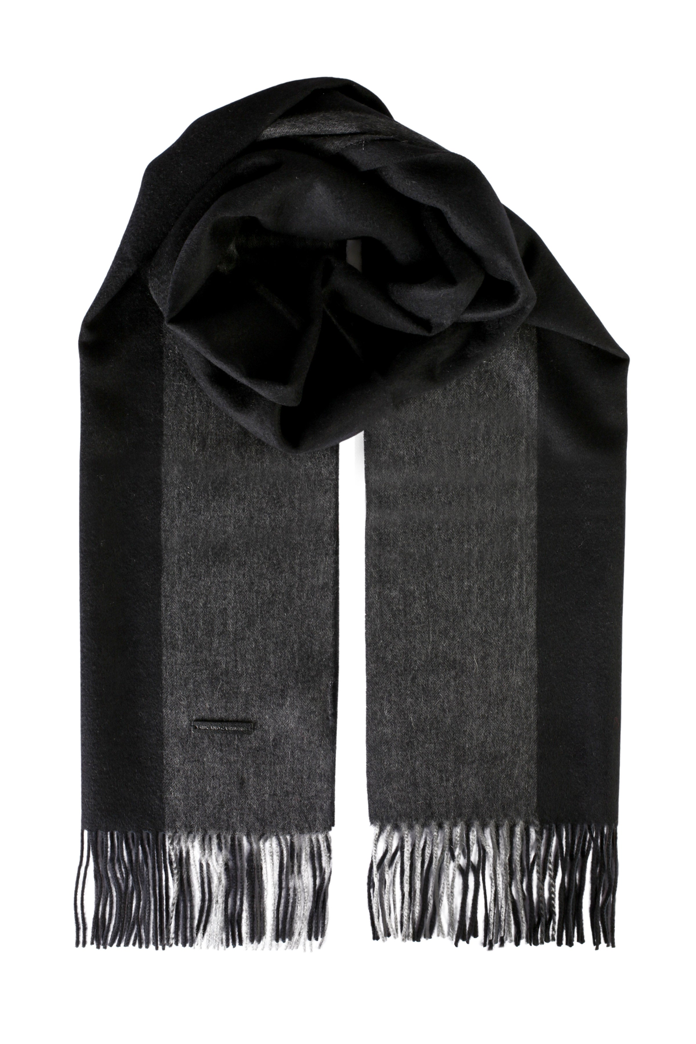 Siyah Saf Kaşmir Patrick Çizgili Atkı 30x180 cm