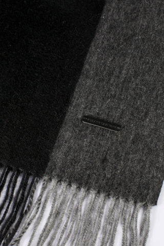 Siyah Saf Kaşmir Patrick Çizgili Atkı 30x180 cm
