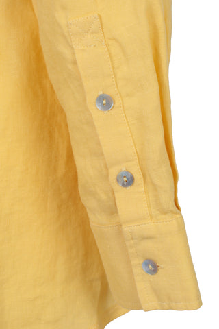 Sarı Keten Kate Uzun Kollu Arkadan Bağlamalı Gömlek