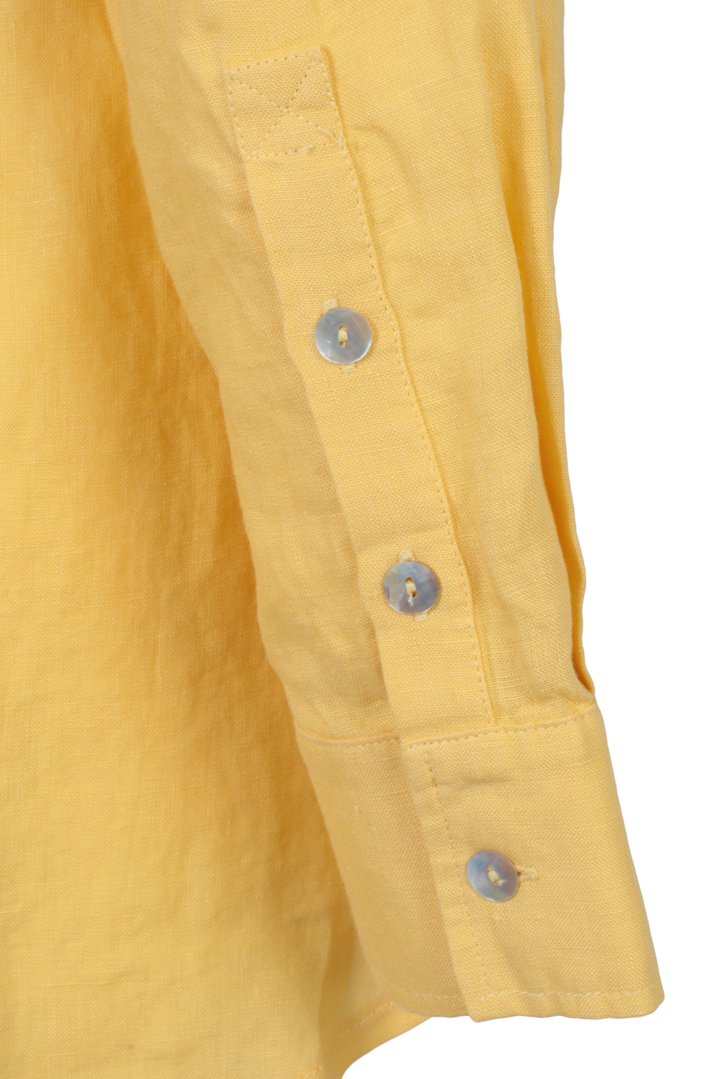 Sarı Keten Kate Uzun Kollu Arkadan Bağlamalı Gömlek