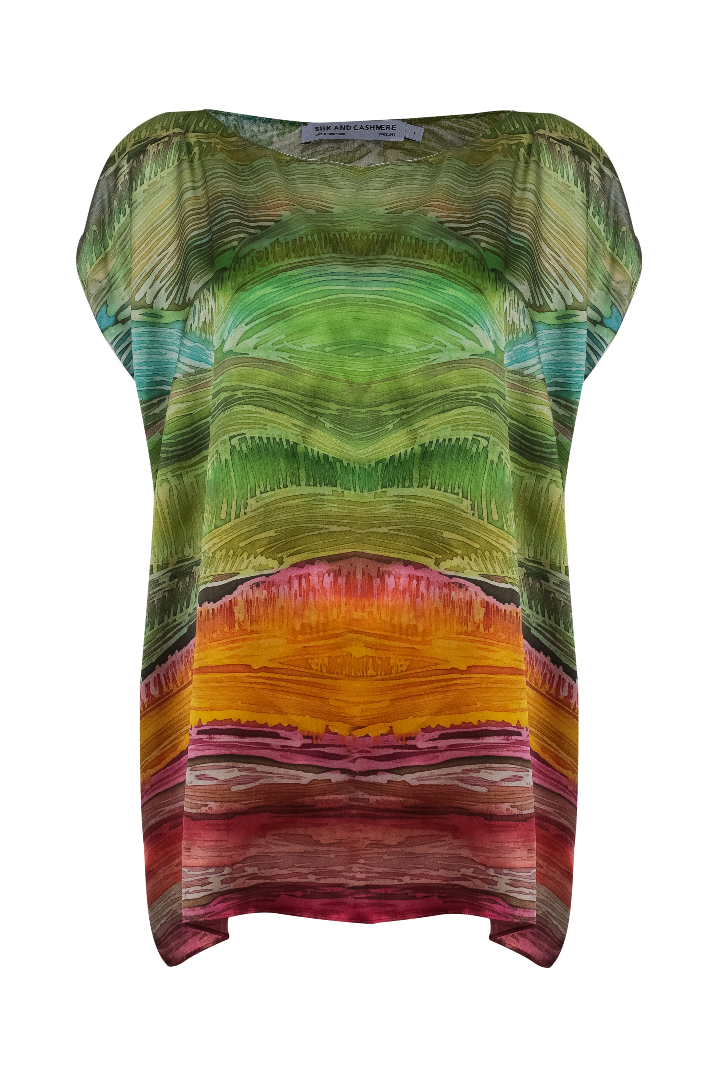 Renkli Nature İpek Desenli Kısa Kollu Tunik