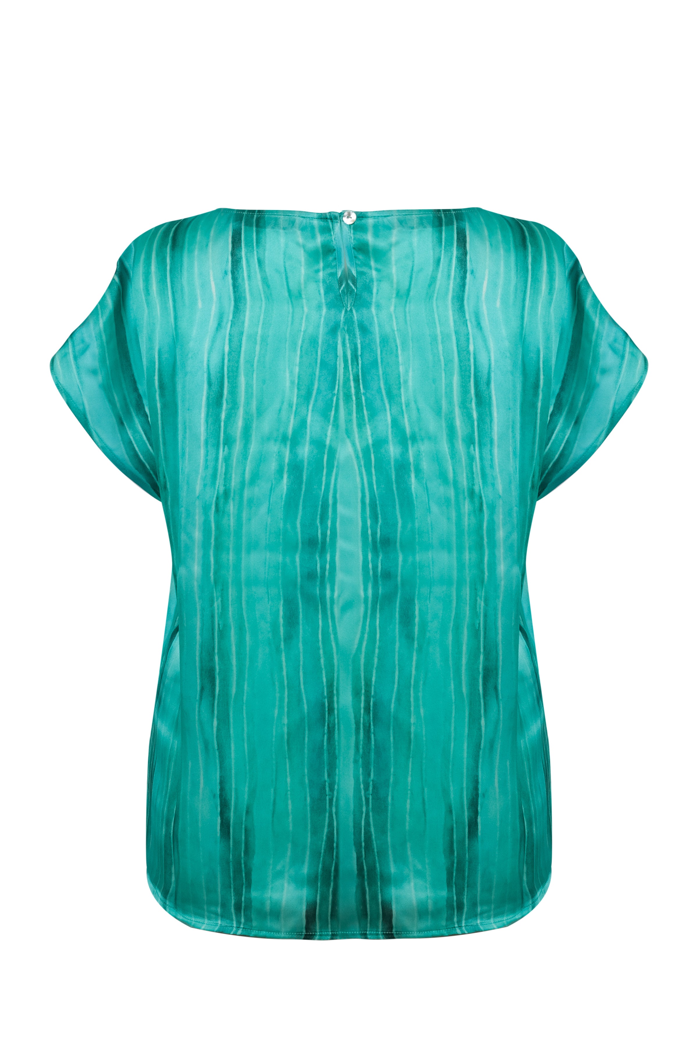 Aqua Nature İpek Desenli Yuvarlak Yaka Kısa Kollu Bluz