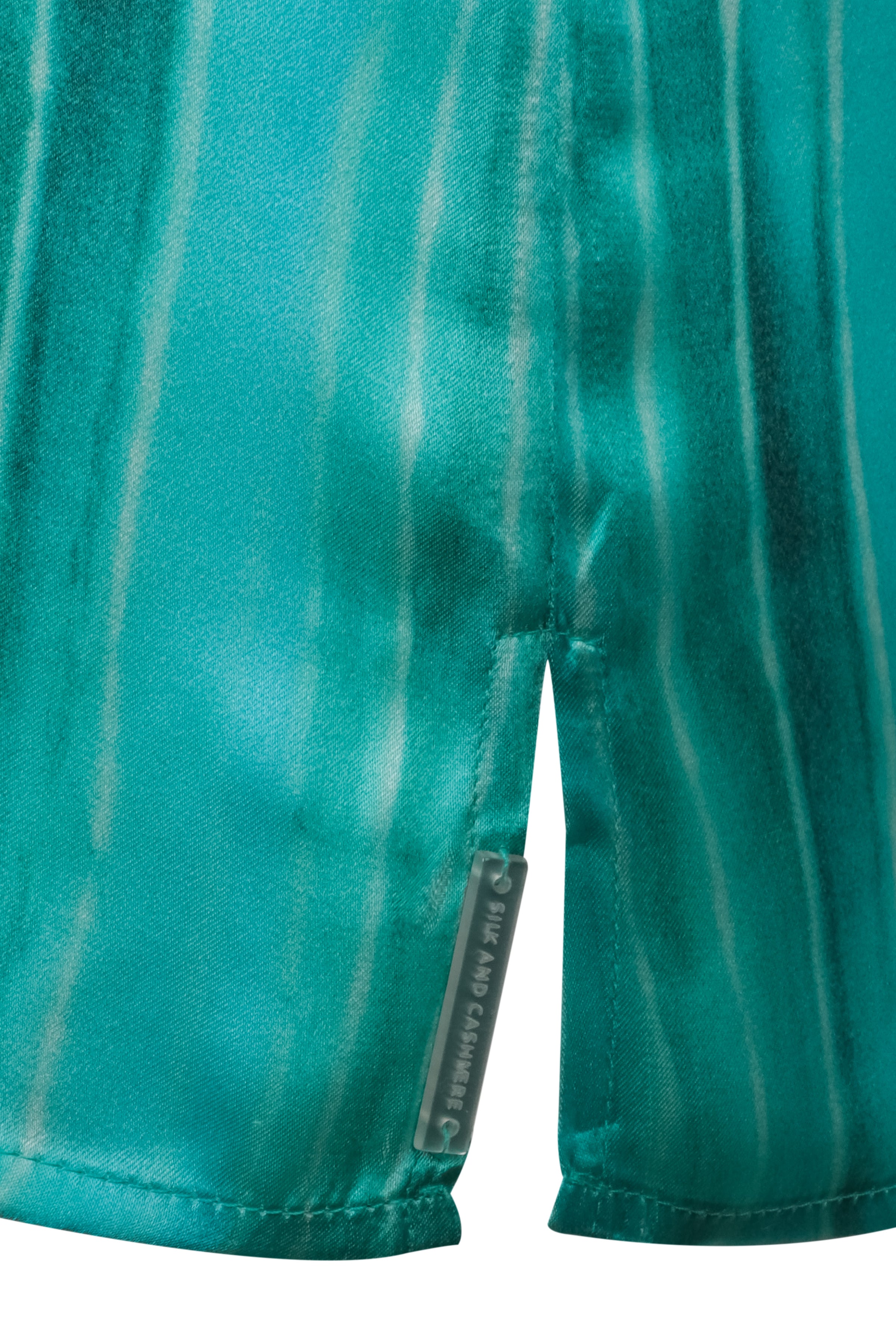 Aqua Nature İpek Desenli Yuvarlak Yaka Kısa Kollu Bluz