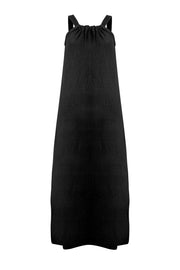 Siyah Cassandra Pamuk Arka Yaka Fiyonk Detaylı Elbise