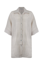 Bej Cassandra Keten Pamuk Tunik Elbise