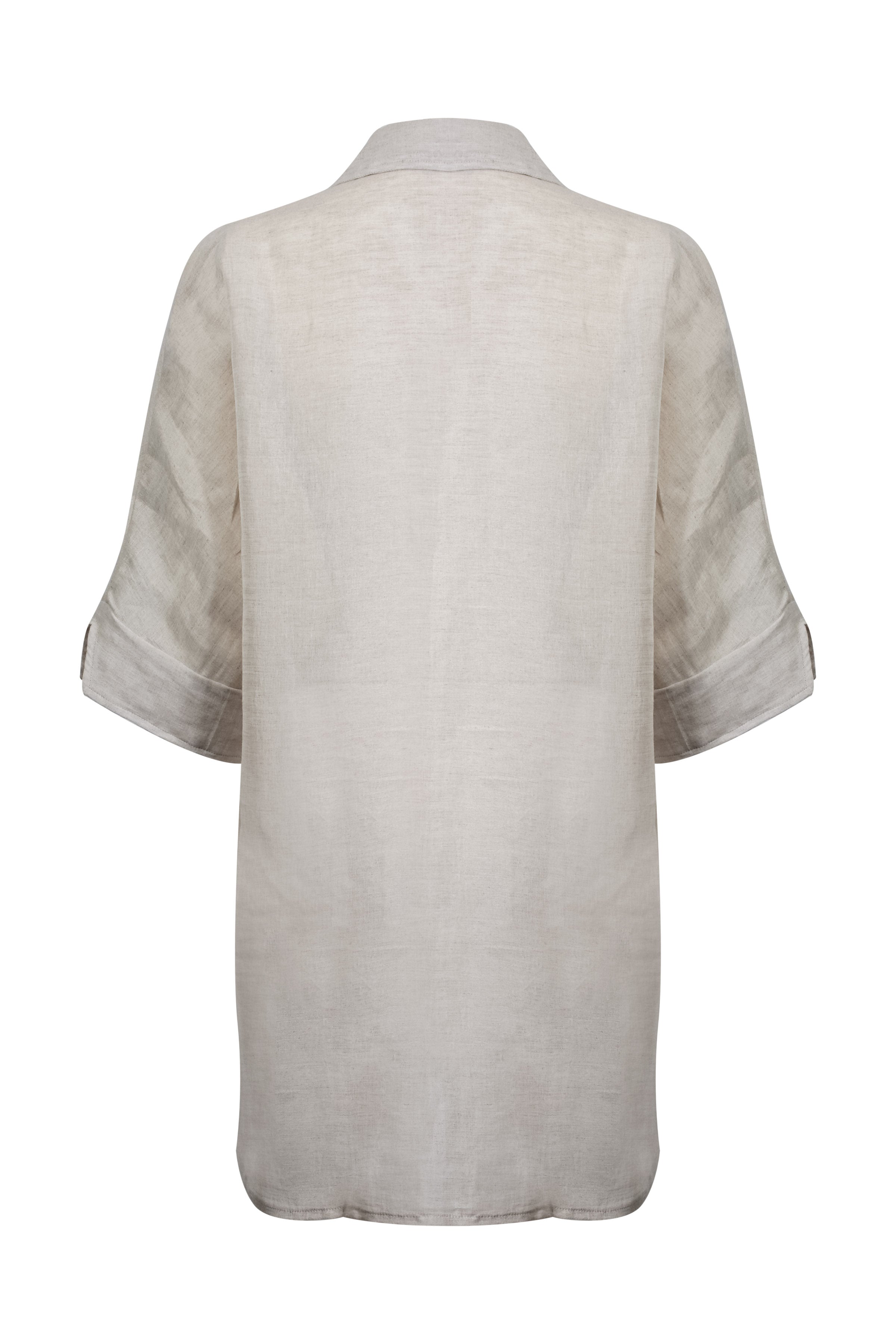 Bej Cassandra Keten Pamuk Tunik Elbise