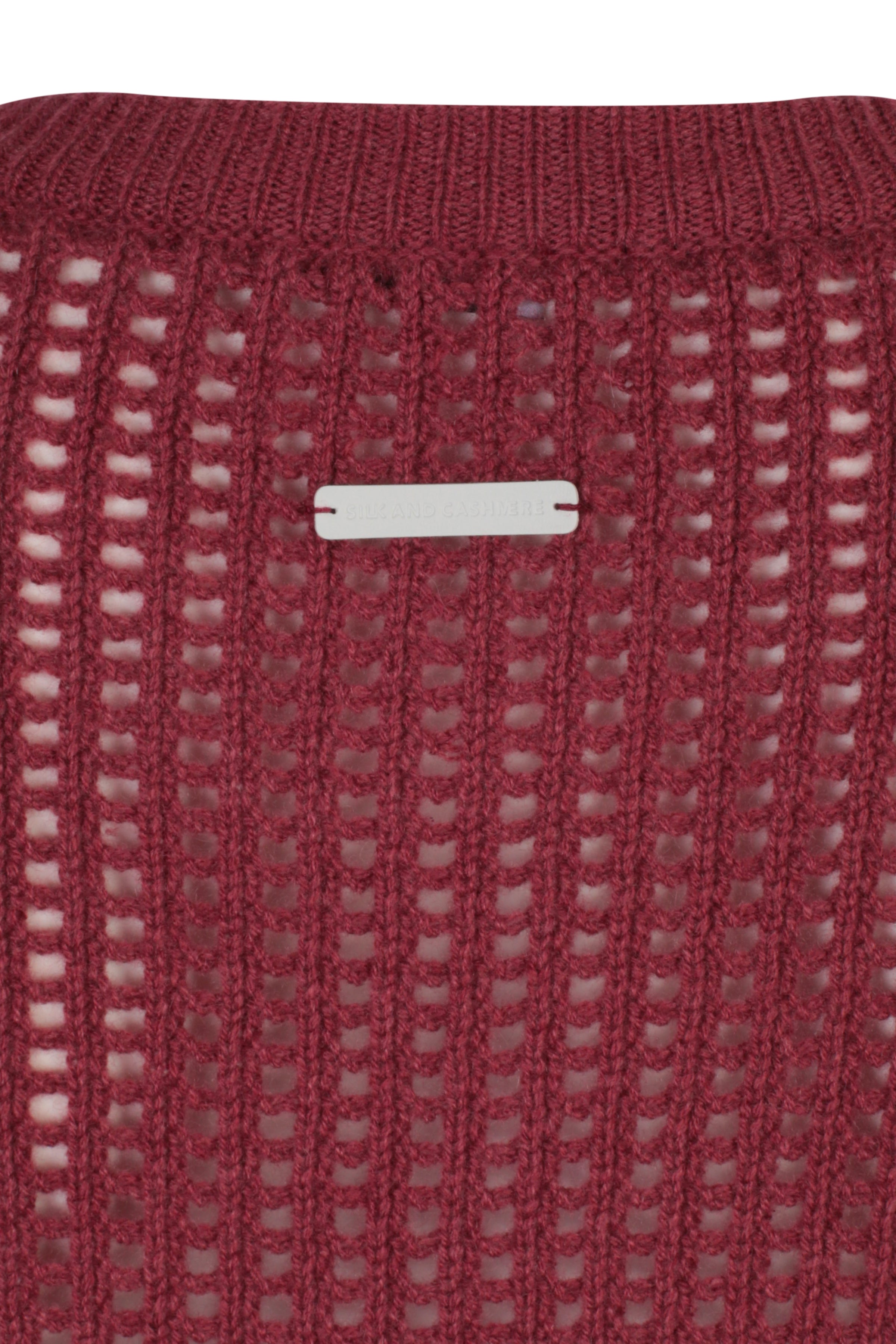 Gül Kurusu Pecheuse Saf Kaşmir Delikli Yuvarlk Yaka Kadın Kazak