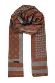 Kahverengi Roma Baskılı Lotus Atkı 43x195 cm