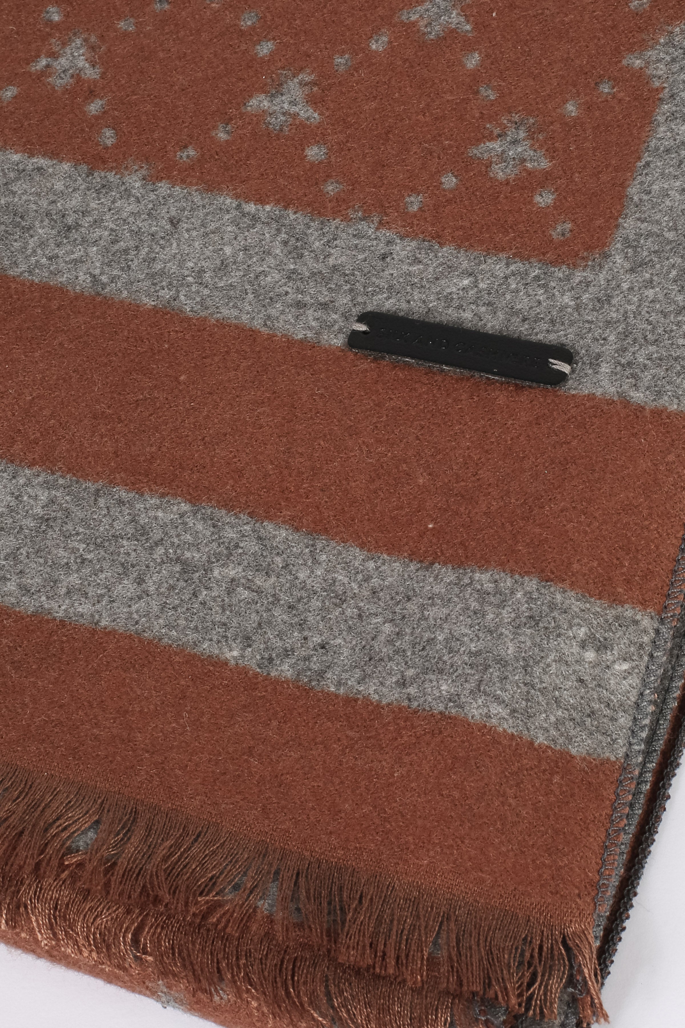 Kahverengi Roma Baskılı Lotus Atkı 43x195 cm