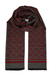 Bordo Roma Baskılı Lotus Atkı 30x 180 cm